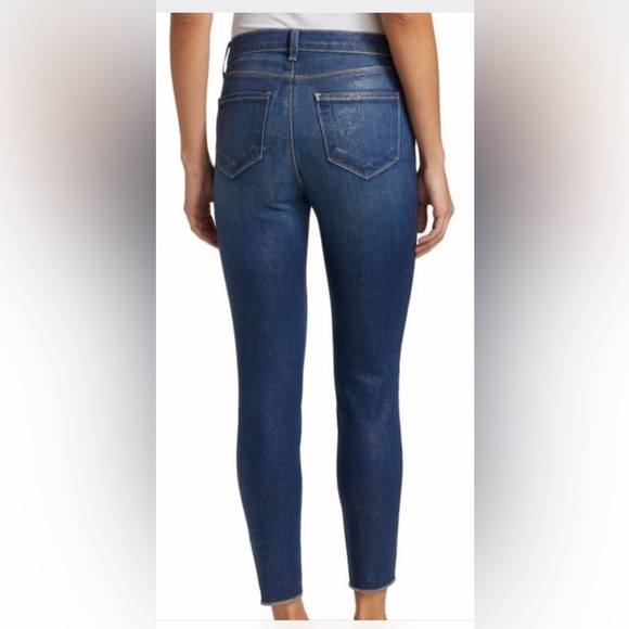 L'AGENCE El Matador Glitter-Coated Stretch Slim-Fit Jeans 32 Blue Raw Hem - Picture 13 of 16